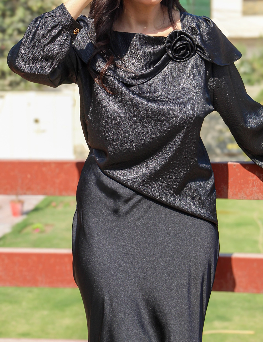 Black Éclat — Roselle Silk Blouse