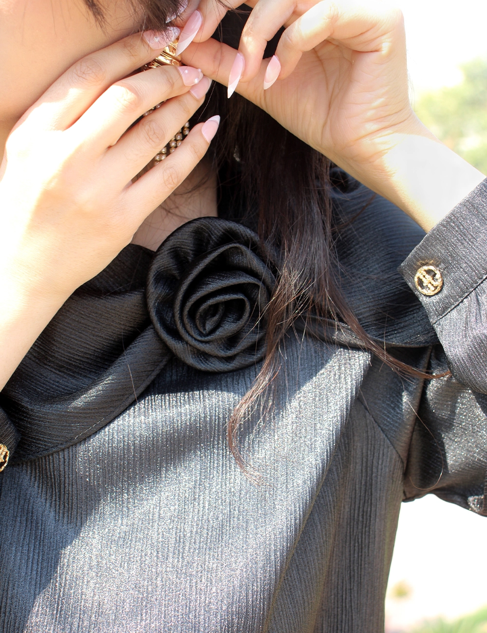 Black Éclat — Roselle Silk Blouse — View 4