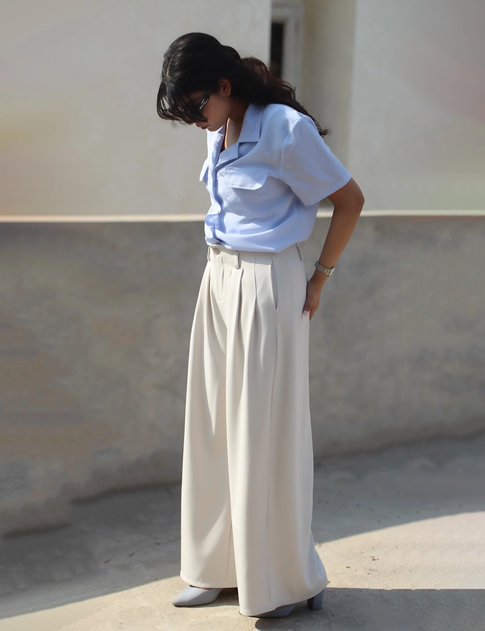 Crème Drape Pant — View 2